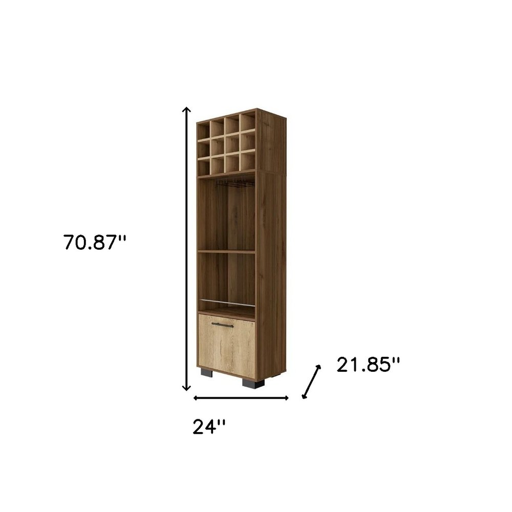 24" Beige and Mahogany Wood Corner Bar Cabinet With Single Door — view 5