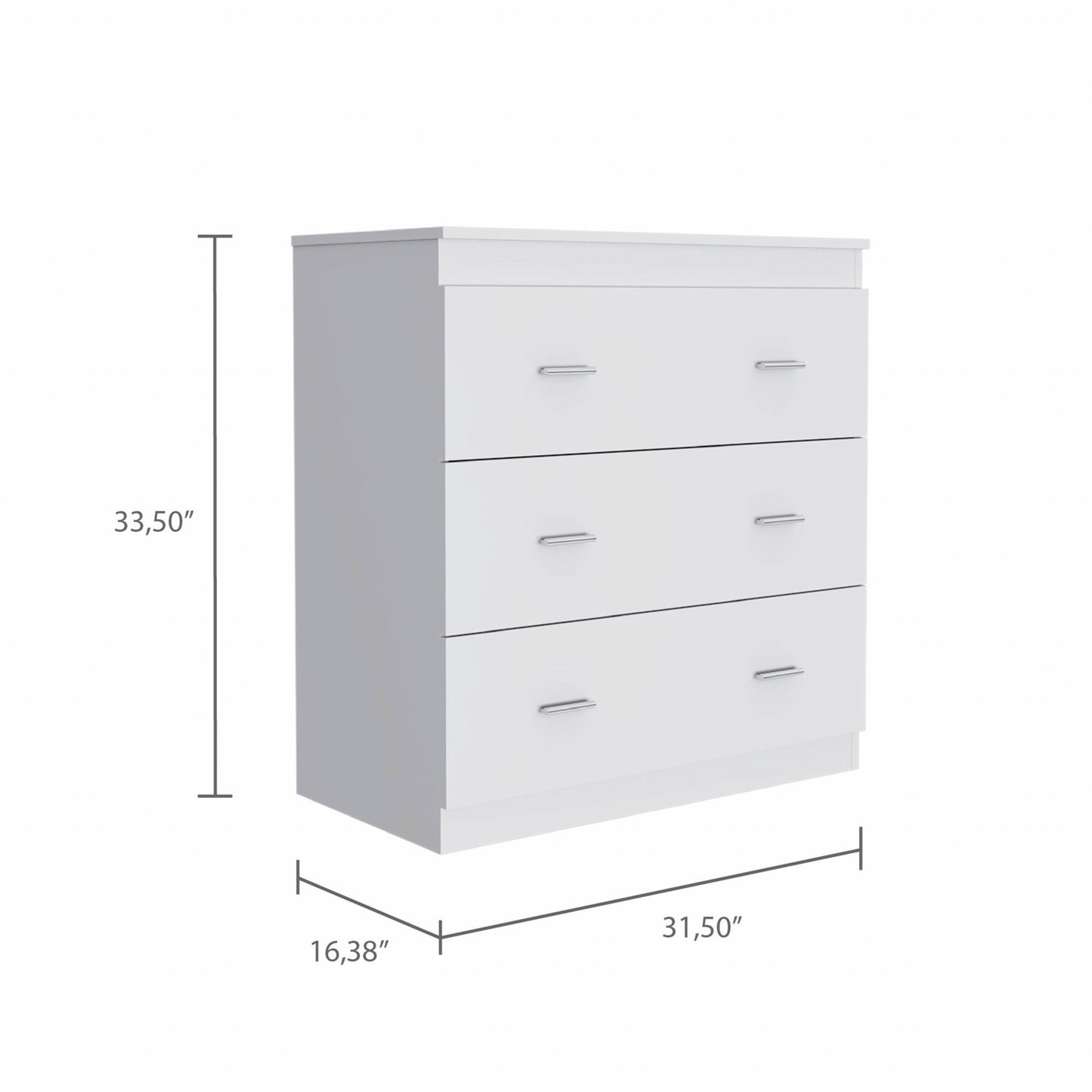 32" White Manufactured Wood Six Drawer Dresser