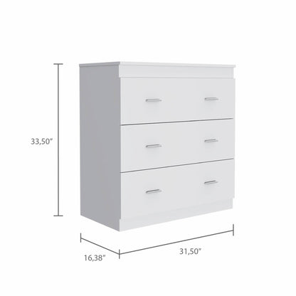 32" White Manufactured Wood Six Drawer Dresser