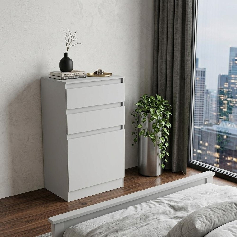 23" White Wood Two Drawer Dresser HomeRoots