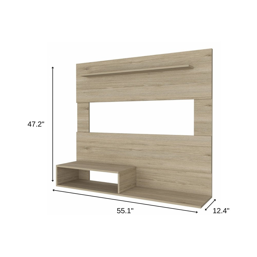 55" Light Pine Open Shelving Entertainment Center HomeRoots