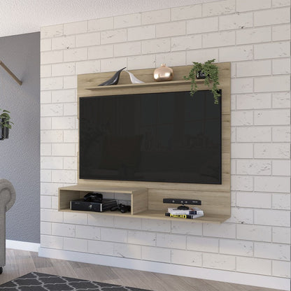 55" Light Pine Open Shelving Entertainment Center HomeRoots