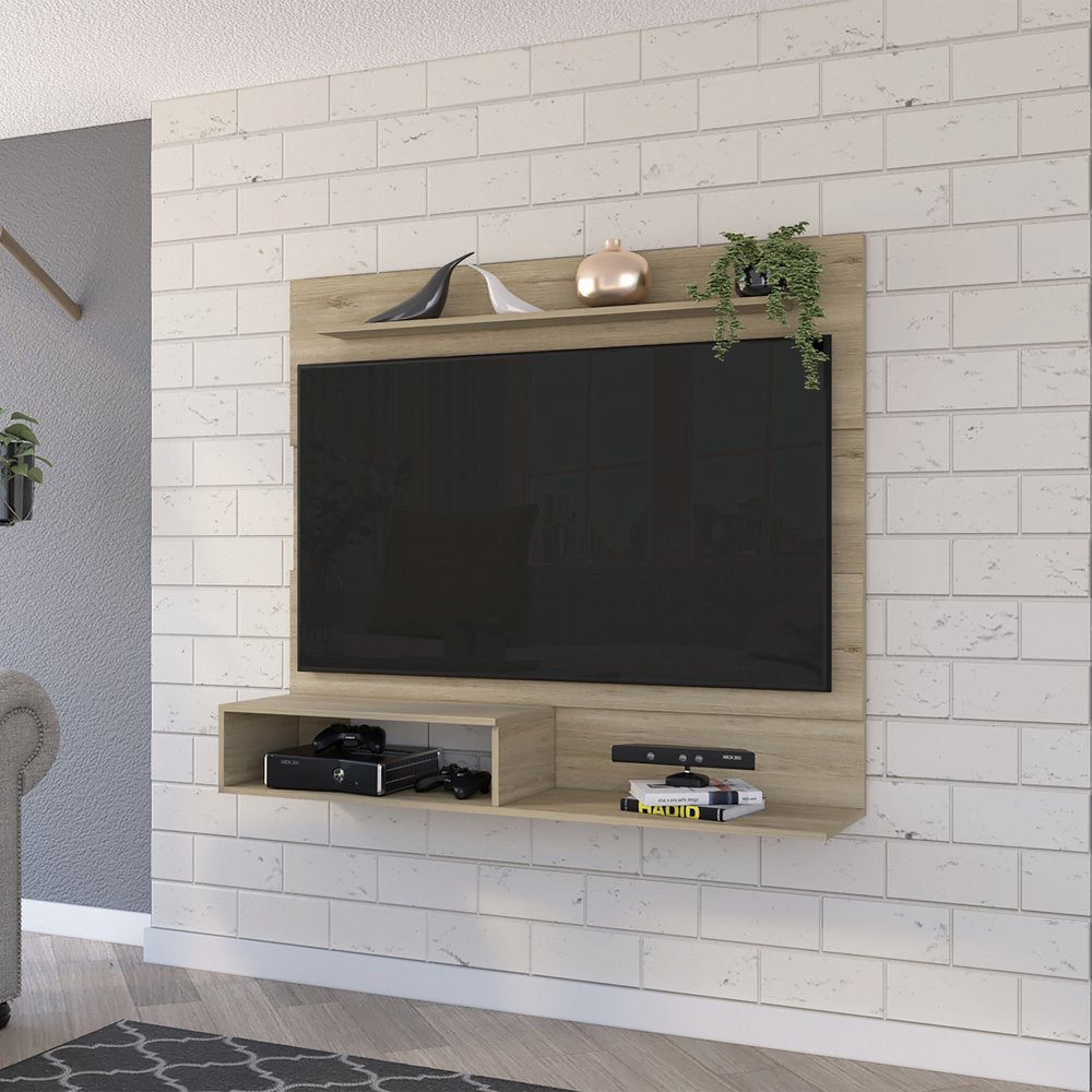 55" Light Pine Open Shelving Entertainment Center HomeRoots