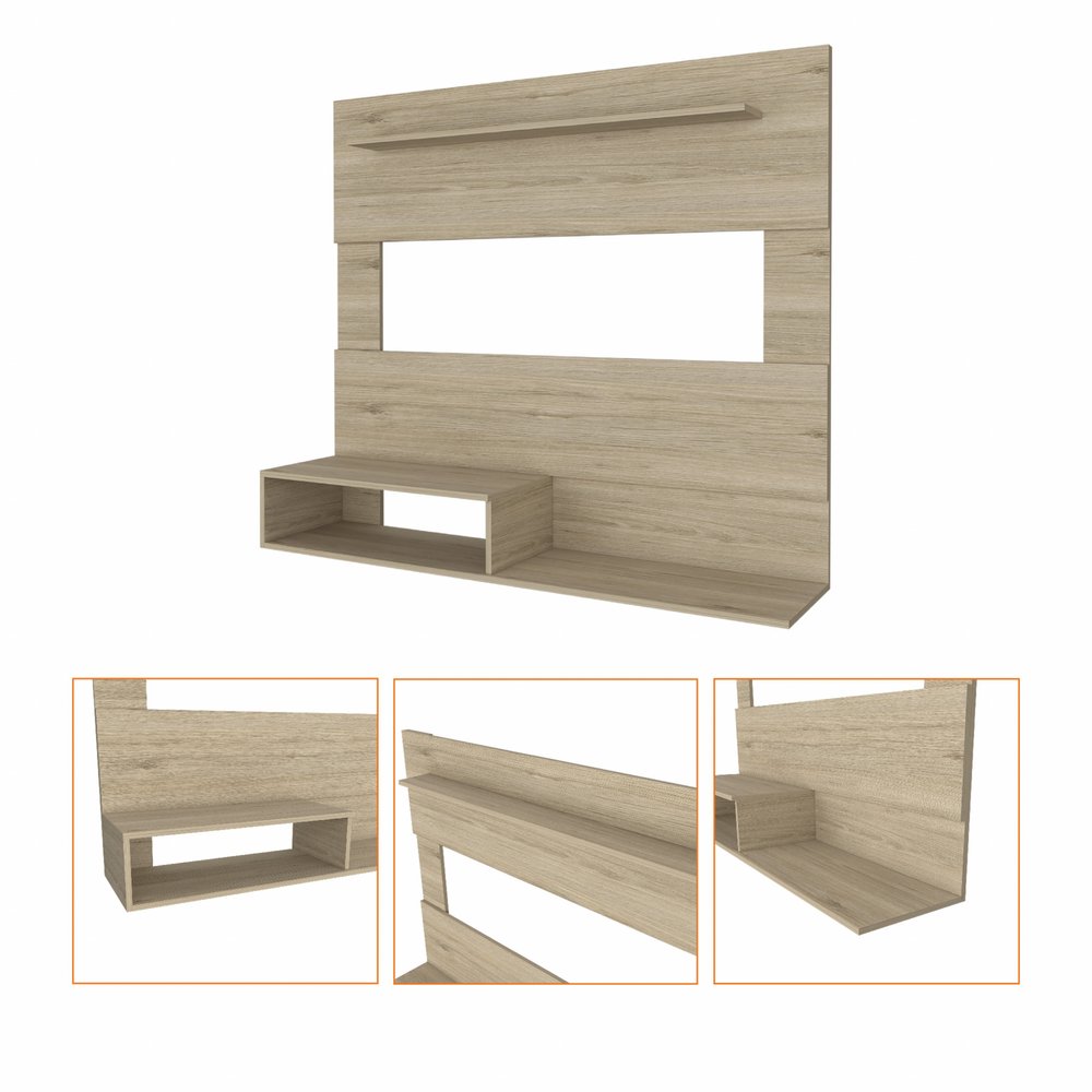 55" Light Pine Open Shelving Entertainment Center — view 3