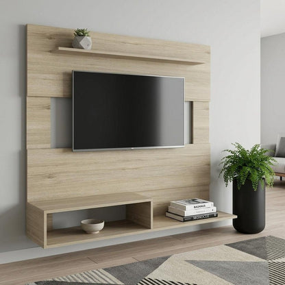 55" Light Pine Open Shelving Entertainment Center HomeRoots
