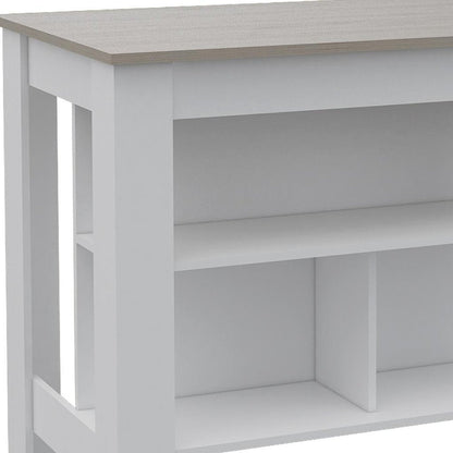 41" Light Gray and White Wood Kitchen Island With Storage HomeRoots