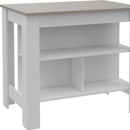 41" Light Gray and White Wood Kitchen Island With Storage HomeRoots