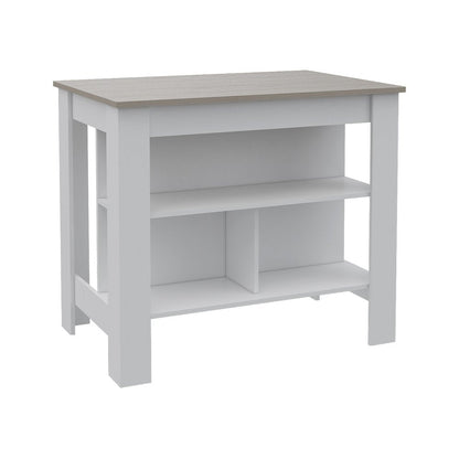 41" Light Gray and White Wood Kitchen Island With Storage HomeRoots