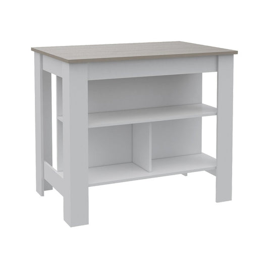 41" Light Gray and White Wood Kitchen Island With Storage HomeRoots
