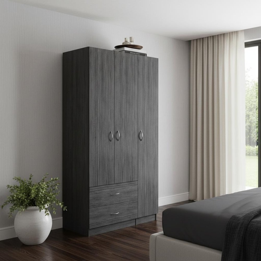 71" Gray Grainy Oak Manufactured Wood Two Drawer Combo Dresser HomeRoots