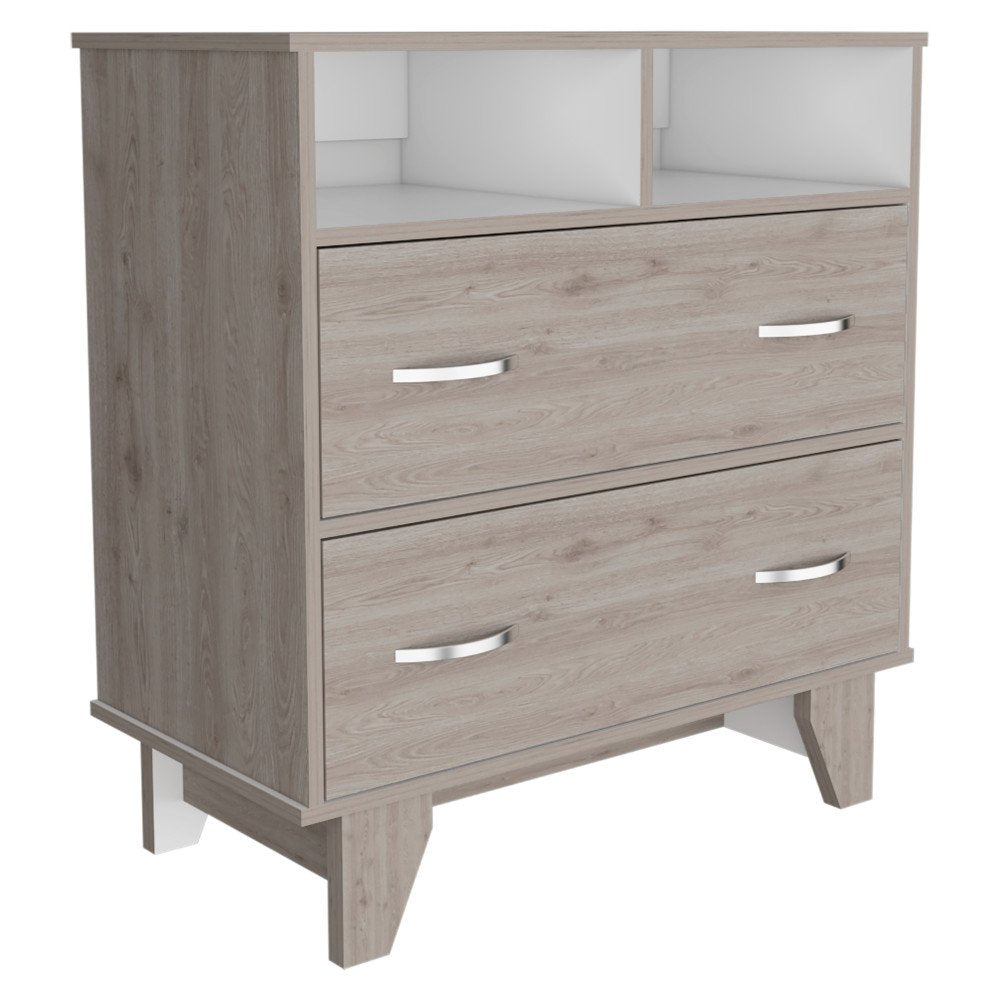 32" Light Gray Wood Two Drawer Dresser HomeRoots