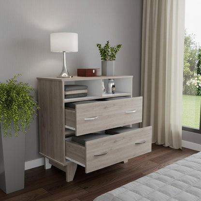 32" Light Gray Wood Two Drawer Dresser HomeRoots