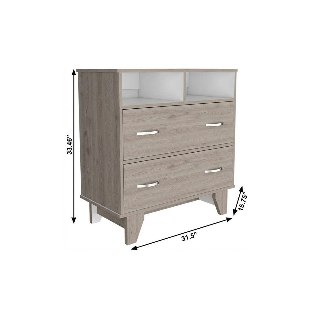 32" Light Gray Wood Two Drawer Dresser — view 7