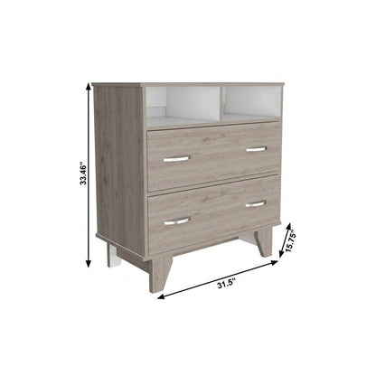 32" Light Gray Wood Two Drawer Dresser HomeRoots