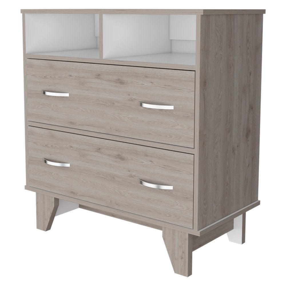 32" Light Gray Wood Two Drawer Dresser — view 8