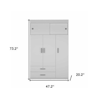 73" White Wood Three Door Two Drawer Combo Dresser HomeRoots