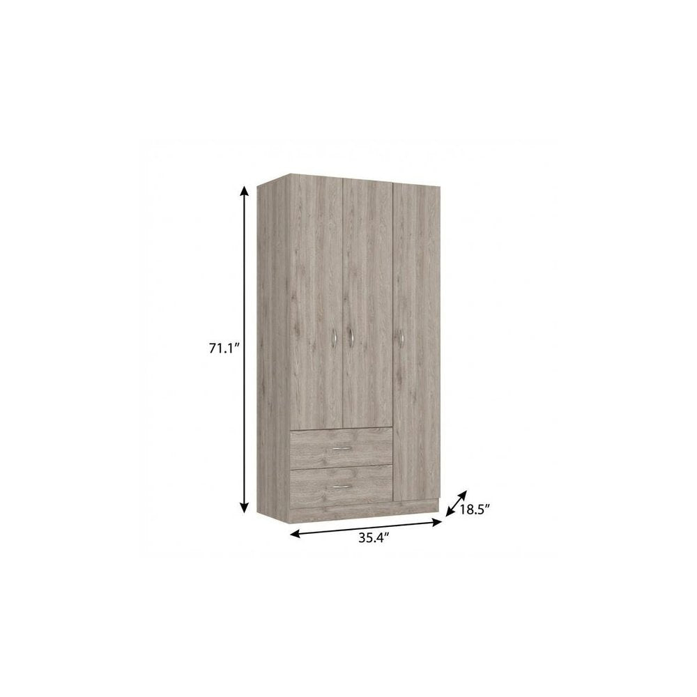 71" Light Gray Wood Two Drawer Combo Dresser HomeRoots
