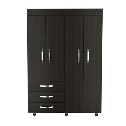 68" Black Wood Four Door Three Drawer Combo Dresser HomeRoots