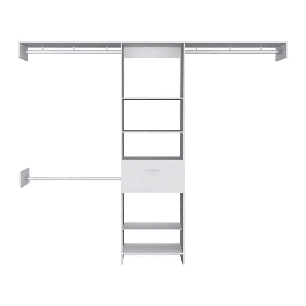 98" White Multi-Tier Wood Closet System HomeRoots
