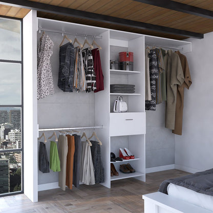 98" White Multi-Tier Wood Closet System HomeRoots