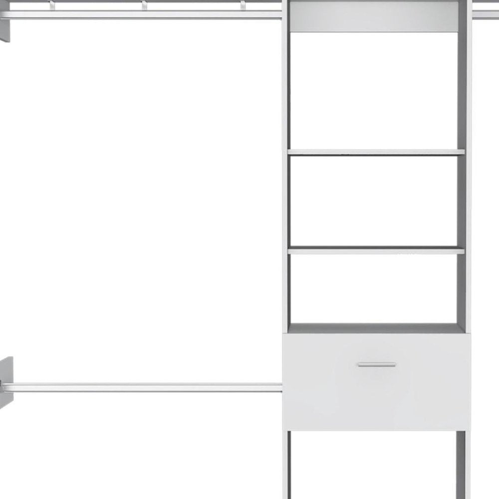98" White Manufactured Wood Standard With Five Shelves And One Drawer HomeRoots