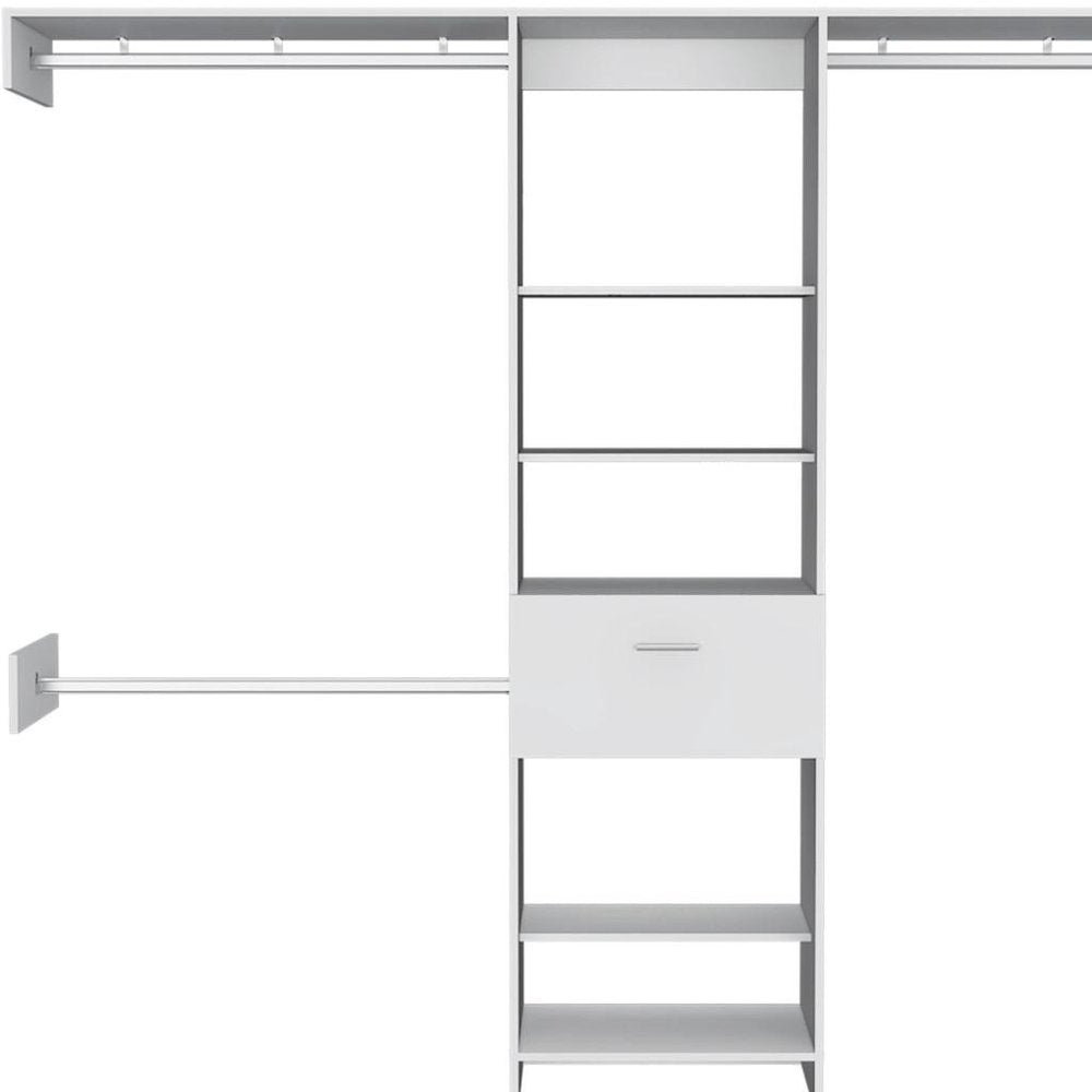 98" White Manufactured Wood Standard With Five Shelves And One Drawer HomeRoots
