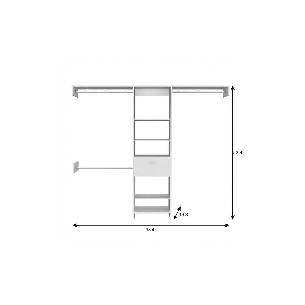 98" White Manufactured Wood Standard With Five Shelves And One Drawer HomeRoots