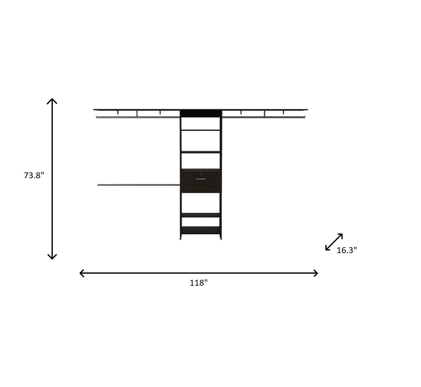118" Black Manufactured Wood Organizer