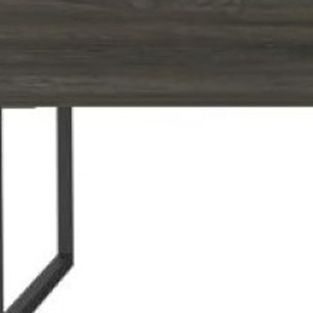 41" Gray And Onyx Metal Lift Top Coffee Table With Two Shelves