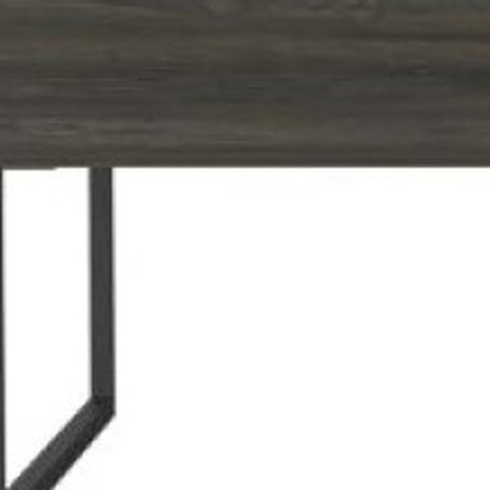 41" Gray And Onyx Metal Lift Top Coffee Table With Two Shelves HomeRoots