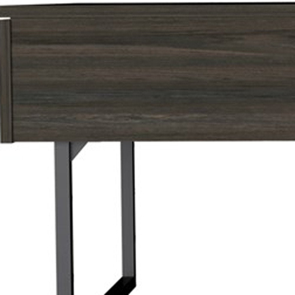 39" Espresso And Black Metal Lift Top Coffee Table With Drawer — view 6