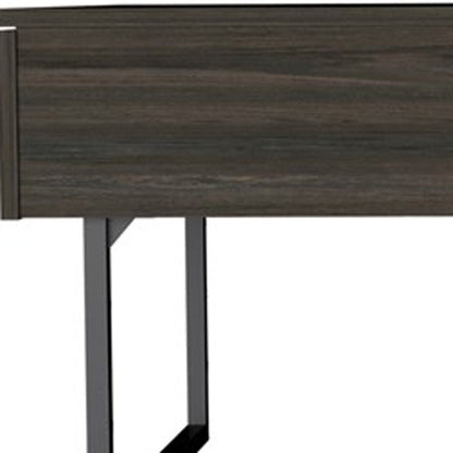 39" Espresso And Black Metal Lift Top Coffee Table With Drawer HomeRoots