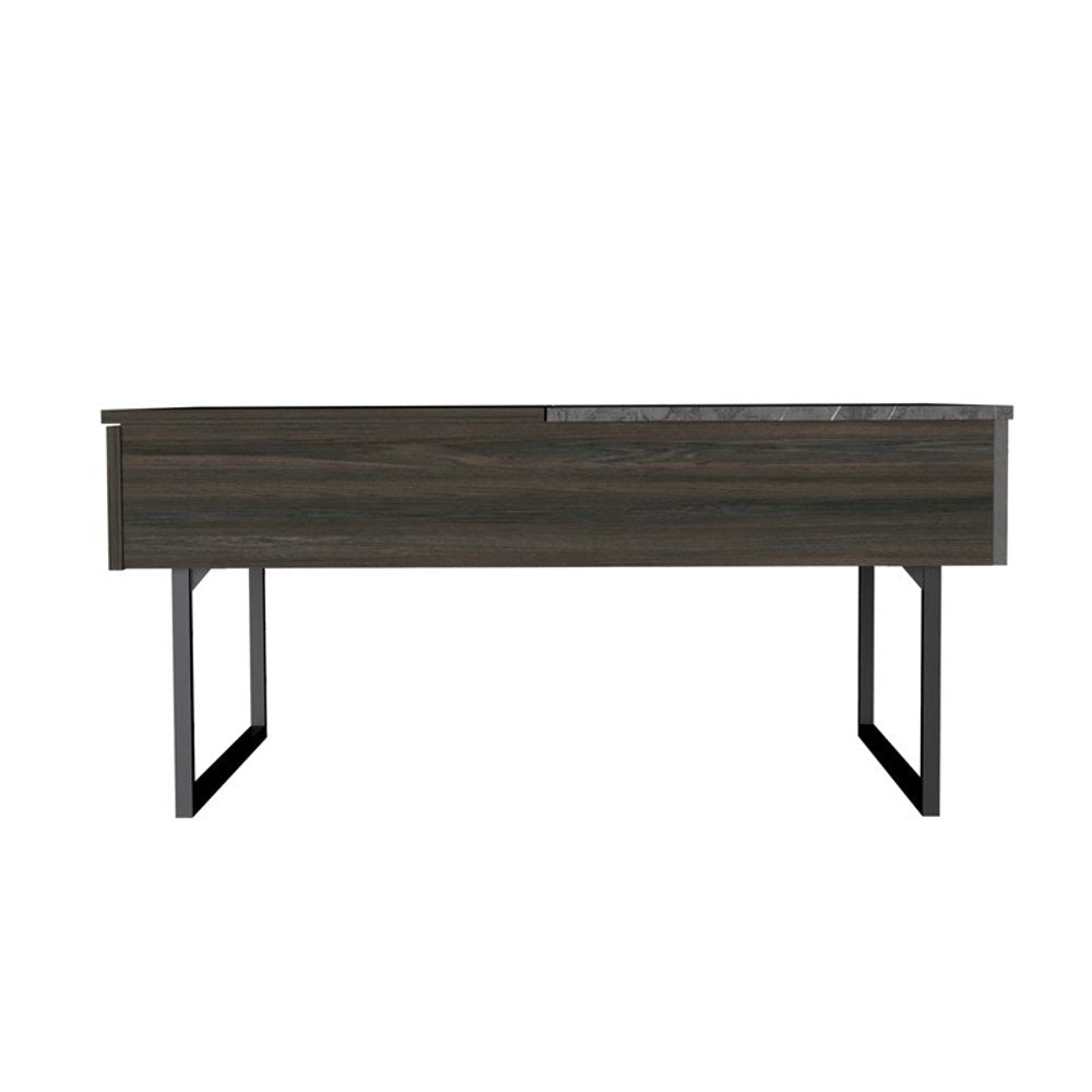 39" Espresso And Black Metal Lift Top Coffee Table With Drawer HomeRoots