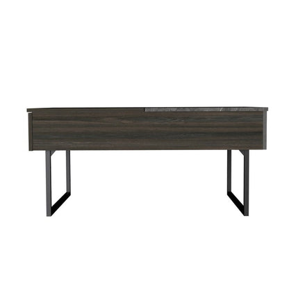 39" Espresso And Black Metal Lift Top Coffee Table With Drawer HomeRoots