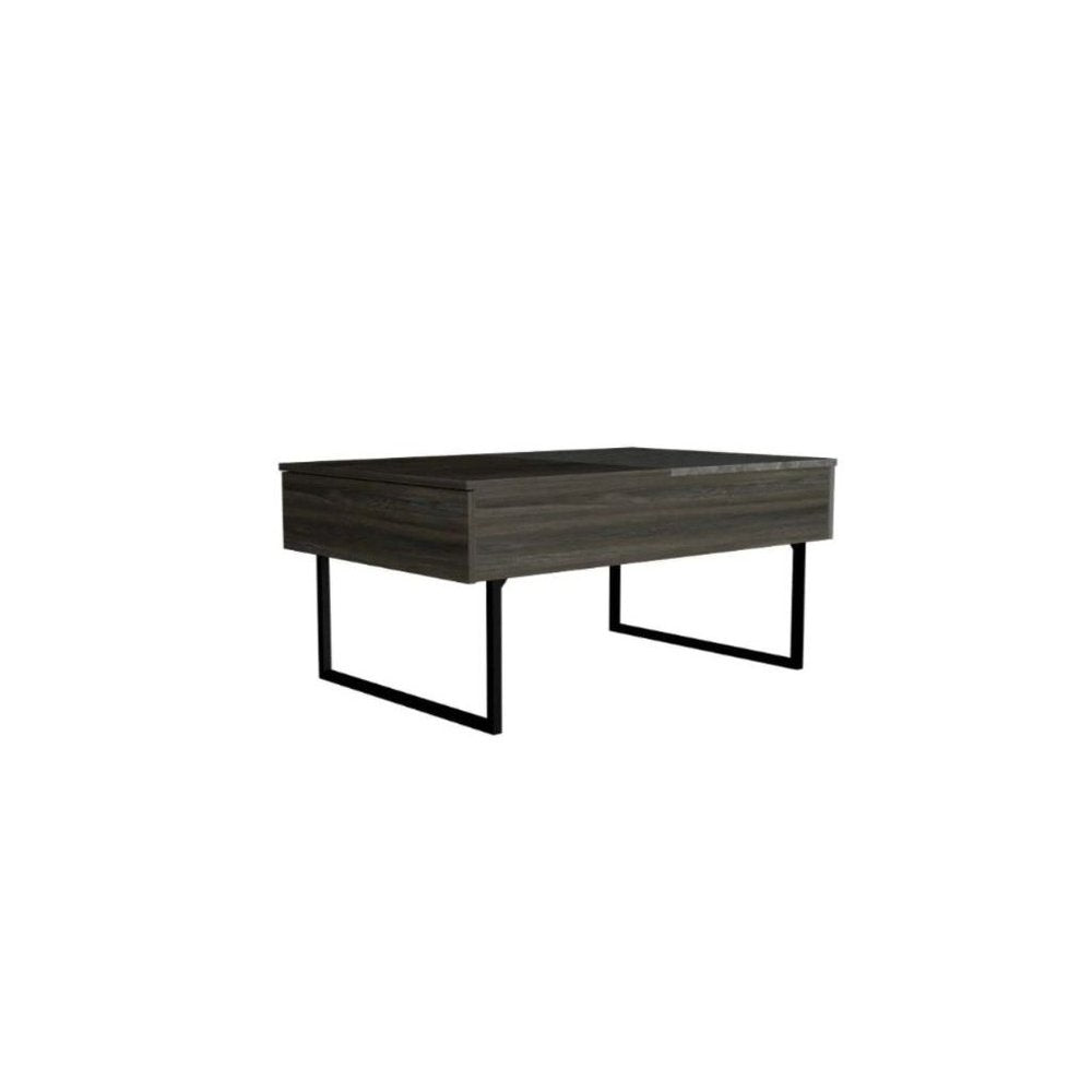 39" Espresso And Black Metal Lift Top Coffee Table With Drawer HomeRoots