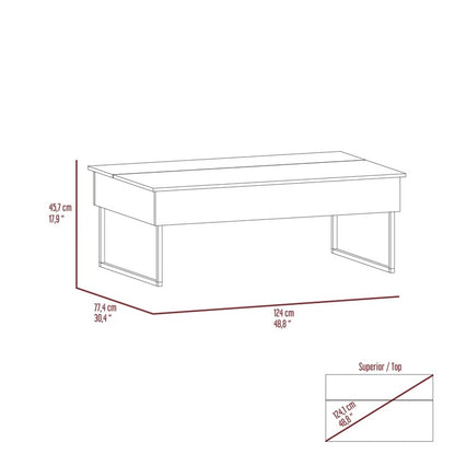 49" Espresso And Black Metal Lift Top Coffee Table With Two Shelves