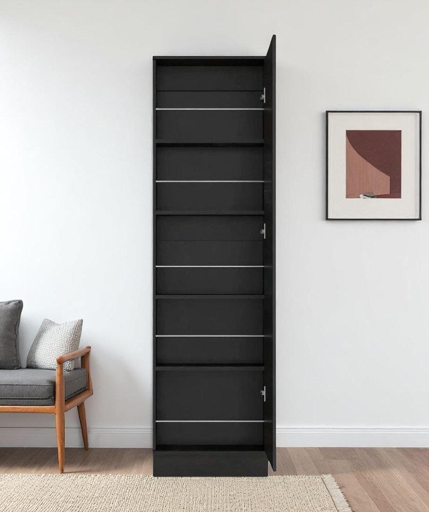 Black Ten Pair Shoe Rack HomeRoots
