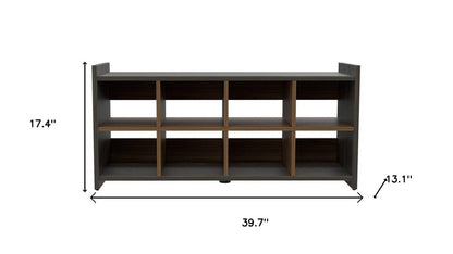 Dark Brown Ten Pair WoodShoe Rack HomeRoots