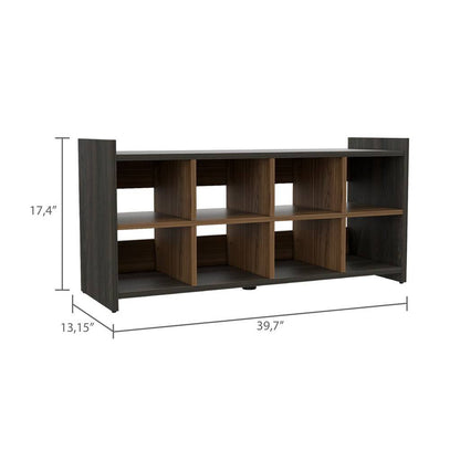 Modern Espresso and Mahogany Eight Pair Shoe Rack Storage Unit