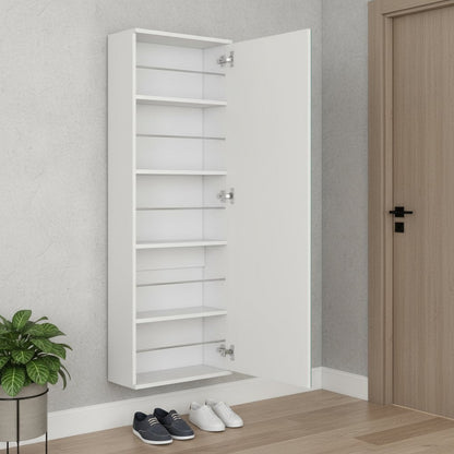 White Ten Pair Wall Mounted WoodShoe Rack HomeRoots