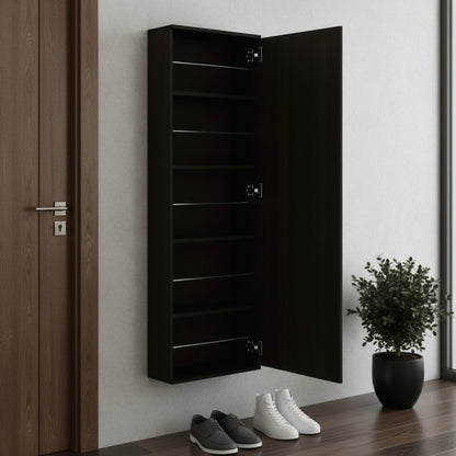 Dark Brown Ten Pair Wall Mounted WoodShoe Rack HomeRoots