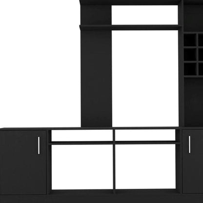 78" Black Wood Open shelving Entertainment Center HomeRoots