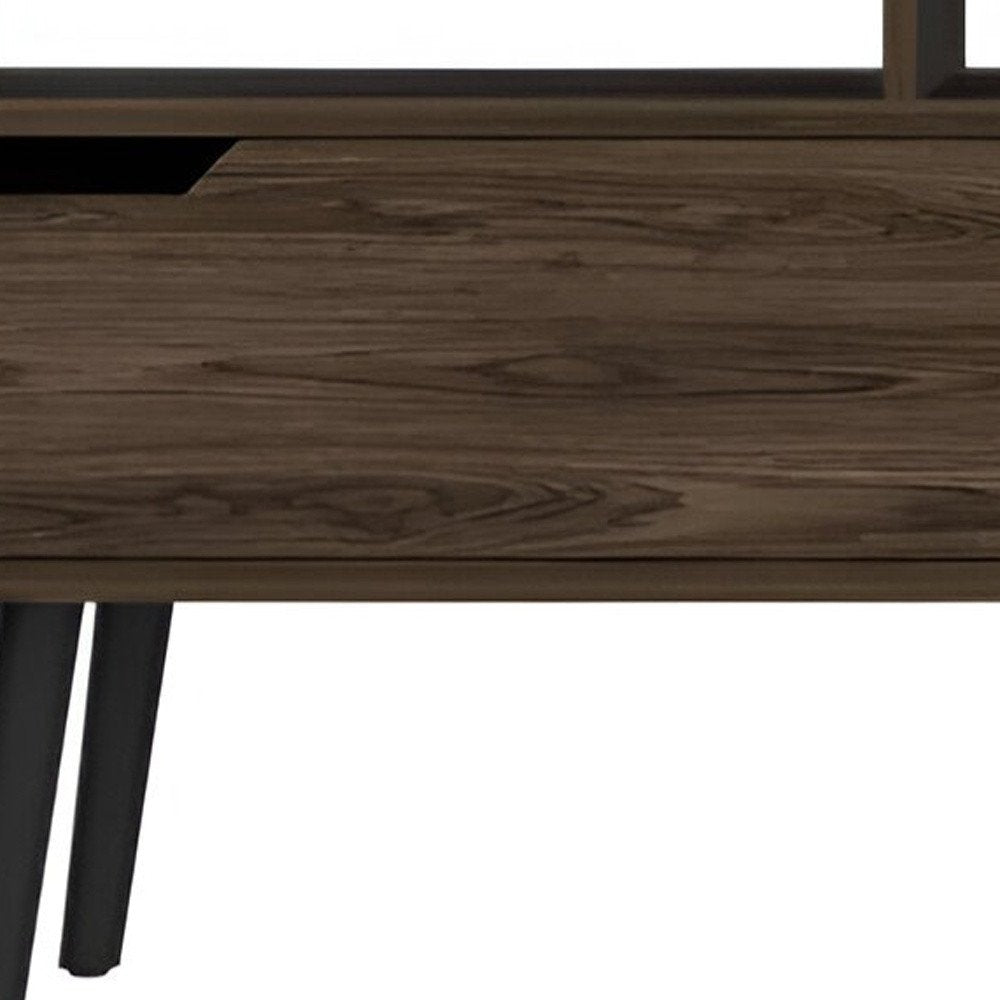 54" Dark Brown Wood Enclosed and Open Storage TV Stand HomeRoots
