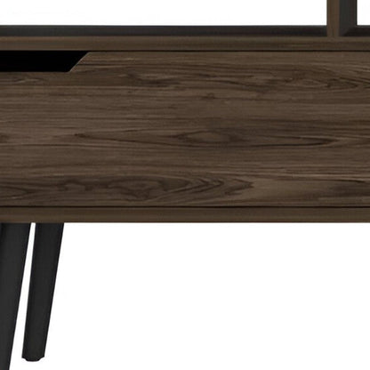 54" Dark Brown Wood Enclosed and Open Storage TV Stand HomeRoots