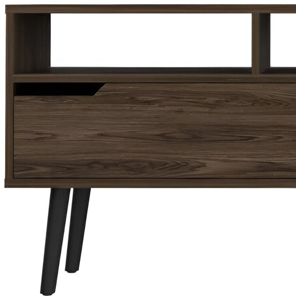54" Dark Brown Wood Enclosed and Open Storage TV Stand HomeRoots