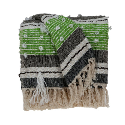 52" X 67" Beige and Black Woven Wool Throw Blanket HomeRoots