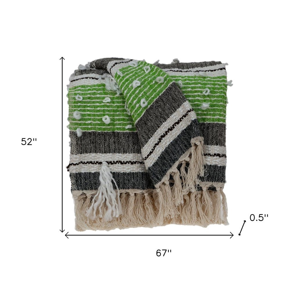 52" X 67" Beige and Black Woven Wool Throw Blanket — view 5