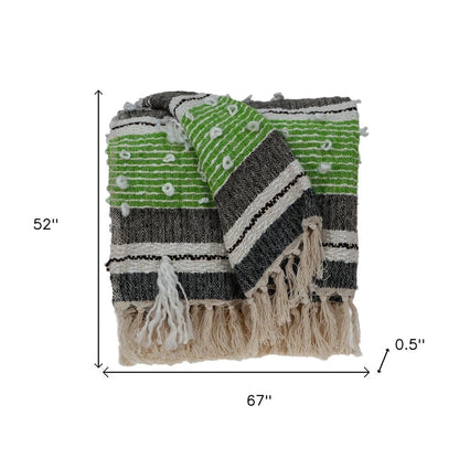 52" X 67" Beige and Black Woven Wool Throw Blanket HomeRoots