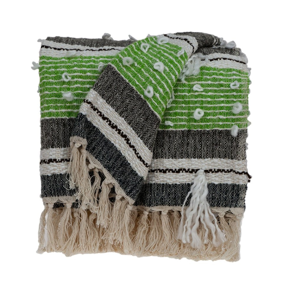 52" X 67" Beige and Black Woven Wool Throw Blanket HomeRoots
