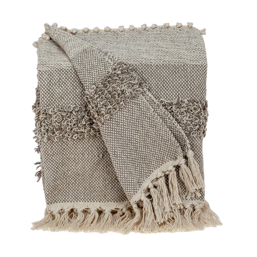Beige Woven Wool Solid Color Reversable Throw HomeRoots